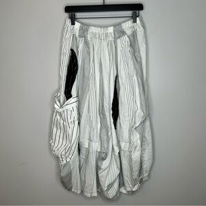 Bodil Black and White Striped Steampunk Maxi Skirt One Size